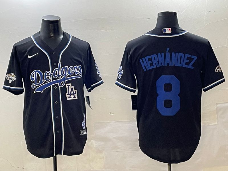Men Los Angeles Dodgers #8 Hernandez Black Fashion Game 2025 Nike MLB Jersey style 3069